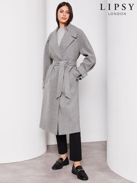 Lipsy Grey Belted Smart Wrap Trench Coat (K45492) | €33