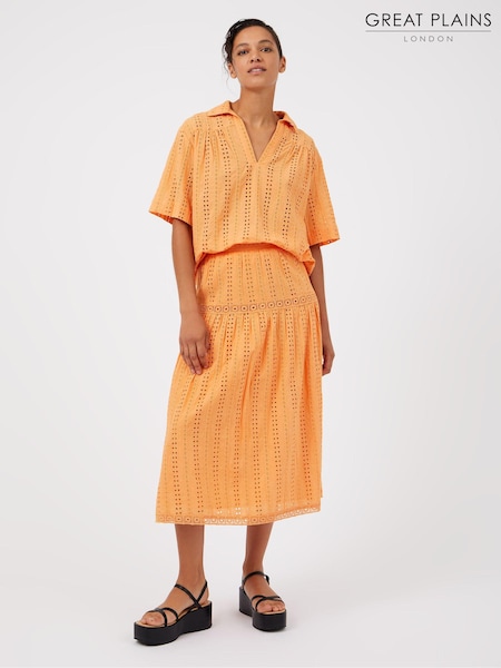 Оранжевый - Great Plains Summer Embroidery Midi Skirt (K45851) | €34