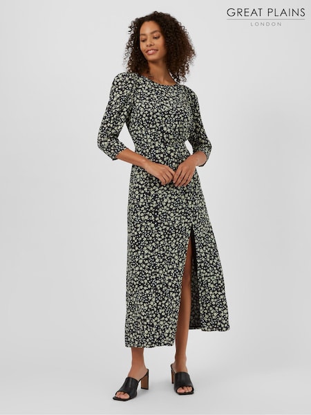 Great Plains Green & Navy Blue Bella Ditsy Scoop Back Dress (K45856) | €46