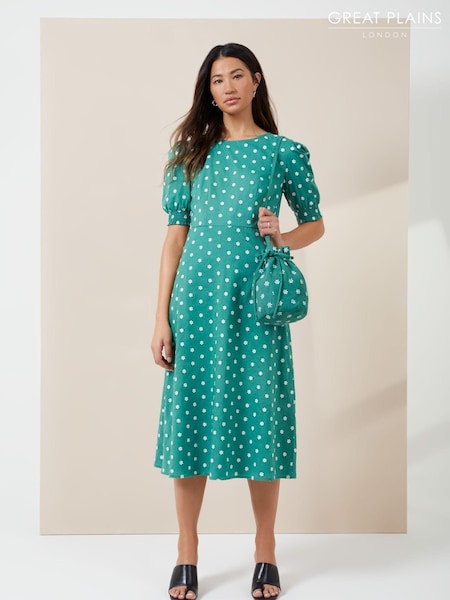 Great Plains Green Daisy Embroidery Midi Dress (K45862) | €45