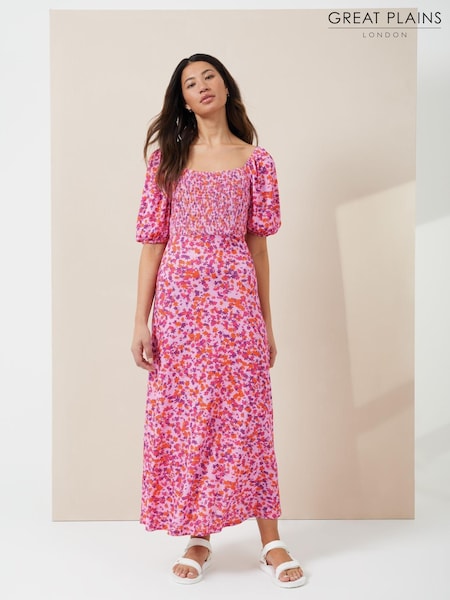 Great Plains Pink Grenada Jersey Smocked Top Dress (K45873) | €21