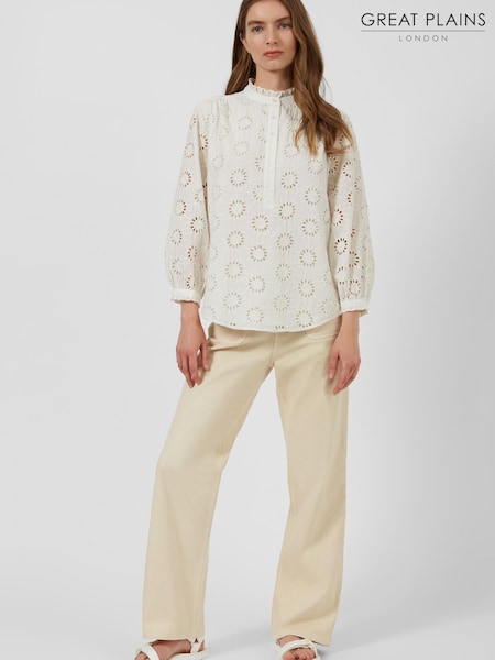 Белый - Great Plains Daisy Cut Out Long Sleeve Shirt (K45900) | €18