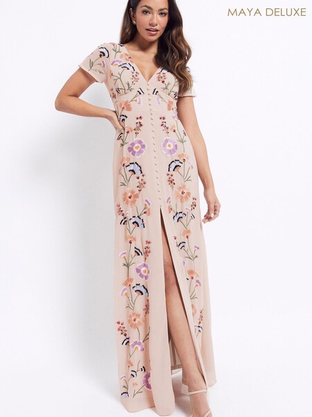 Maya All Over Embroidered Button Down Maxi Dress (K46252) | 145 €
