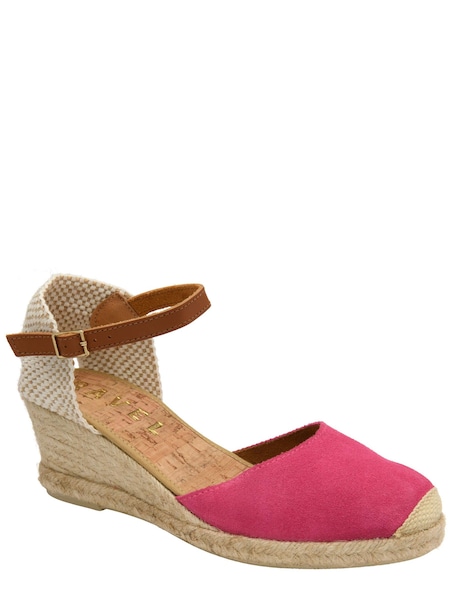 Ravel Pink Suede Leather Wedge Espadrille (K46729) | €43