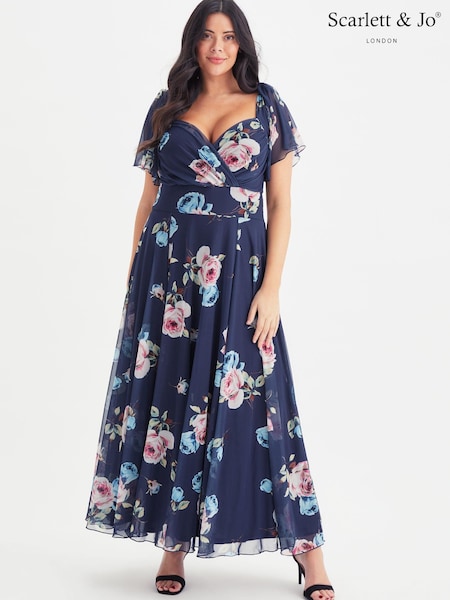 Scarlett & Jo Navy Floral Kemi Bolero Wrap Bodice Maxi Dress (K47117) | € 74