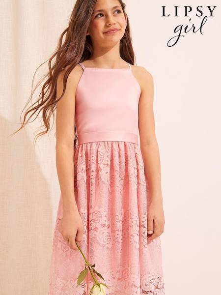 Lipsy Pink Lace Skirt Occasion Dress (K47137) | €24 - €29
