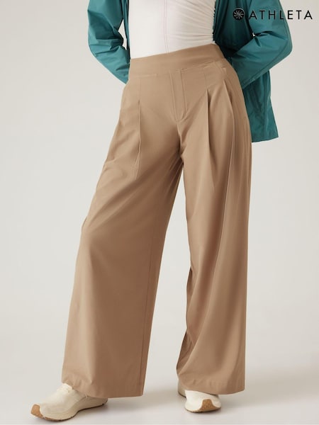 Athleta Brown Brooklyn Mid Rise Lightweight Wide Leg Trousers (K47317) | €29