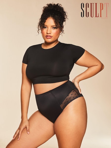 Negru - Lipsy Sculpt Medium Tummy Control Shapewear High Waist Brief (K47532) | 98 LEI