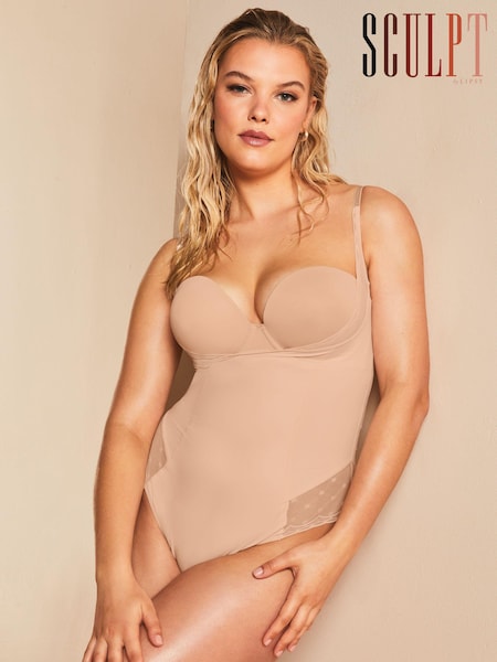 Lipsy Champagne Nude Sculpt Tummy Control Wear Your Own Bra Shapewear Body (K47563) | 1,201 UAH