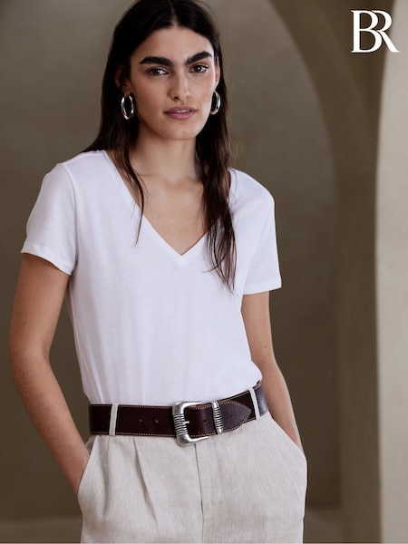 Banana Republic White Tissue-Weight V-Neck T-Shirt (K49310) | €23