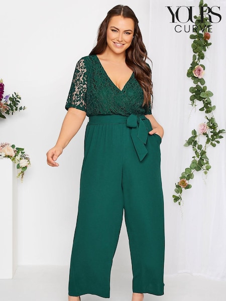 Зеленый - Yours Curve London Occasion Lace Wrap Jumpsuit (K49411) | €39