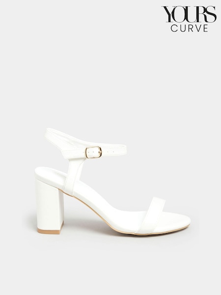 Yours Curve White Extra Wide Fit Wide Fit Block Heel Sandal (K49424) | €25