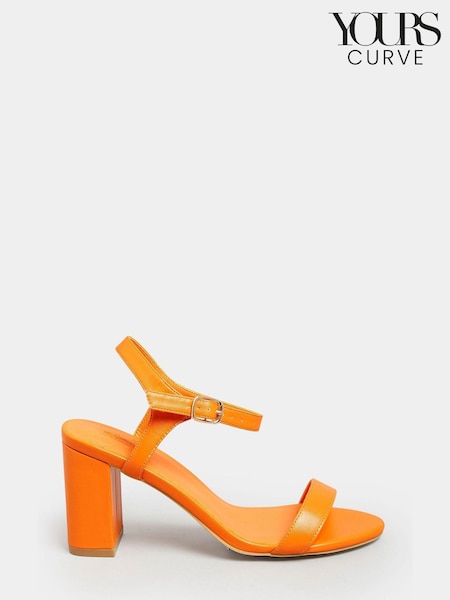 Yours Curve Orange Wide FIt Wide Fit Block Heel Sandal (K49433) | €22