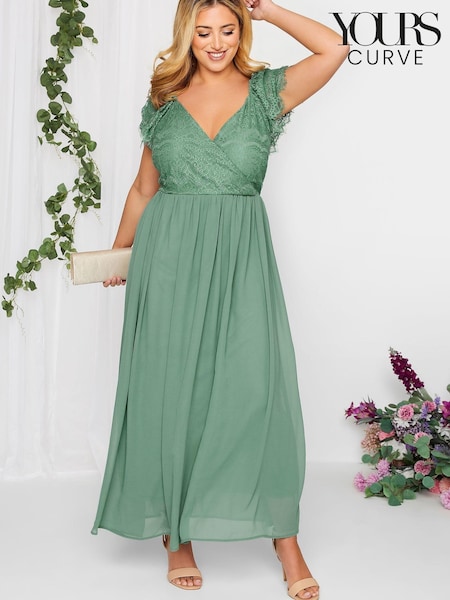 Зеленый - Yours Curve London Occasion Lace Wrap Maxi Dress (K49468) | €40