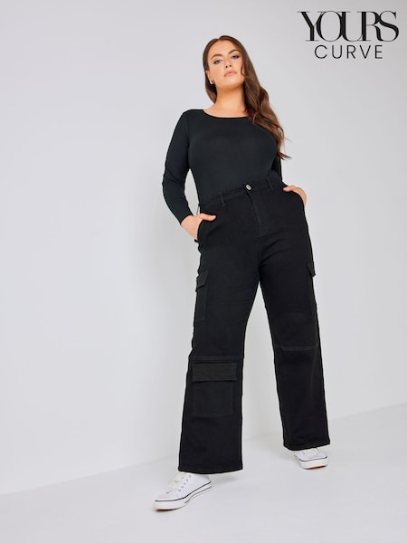 Yours Curve Black Cargo Jean (K49530) | €20