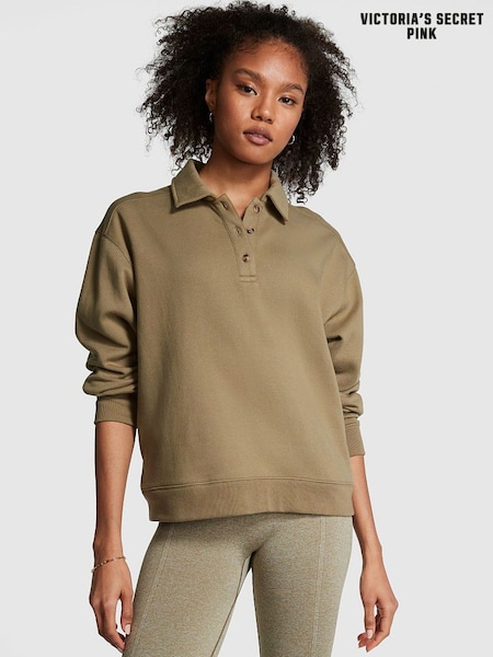 Victoria's Secret PINK Dusted Olive Green Polo Sweatshirt (K49841) | €11.50
