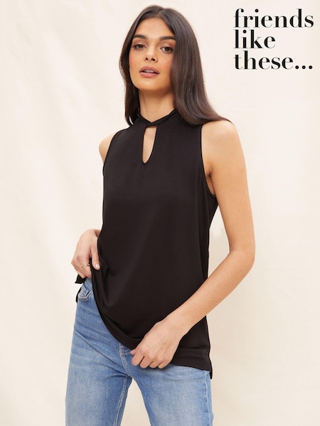 Friends Like These Black Twist Neck Sleeveless Tunic (K49988) | $39