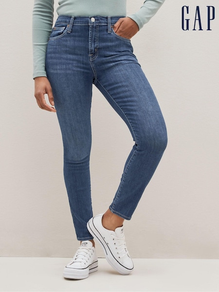 Keski Indigo Sininen - Gap High Waisted Stretch Skinny Jeans (K51059) | €71