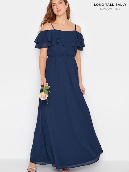 Long Tall Sally Blue Ruffle Maxi Dress (K51831) | €34