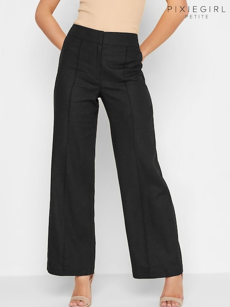 Noir - PixieGirl Petite Pantalons en lin large avec une touche de lin (K51832) | € 22