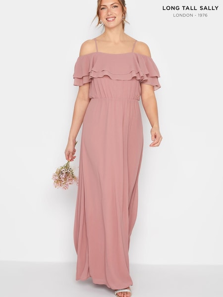 Long Tall Sally Pink Ruffle Maxi Dress (K51894) | €34