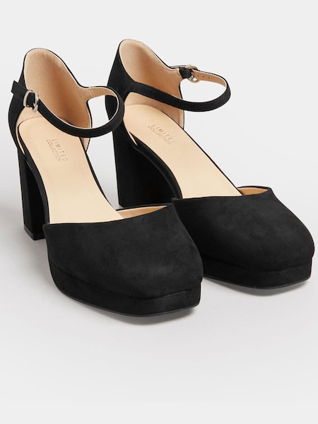 Yours Curve Black Extra-Wide Fit Platform Court Shoe (K51914) | €12.50