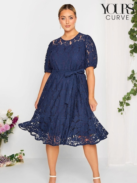 Синий - Yours Curve London Lace Dress (K51949) | €29