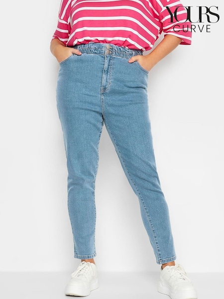 Синий - Yours Curve Elastic Waist Mom Jean (K51984) | €20