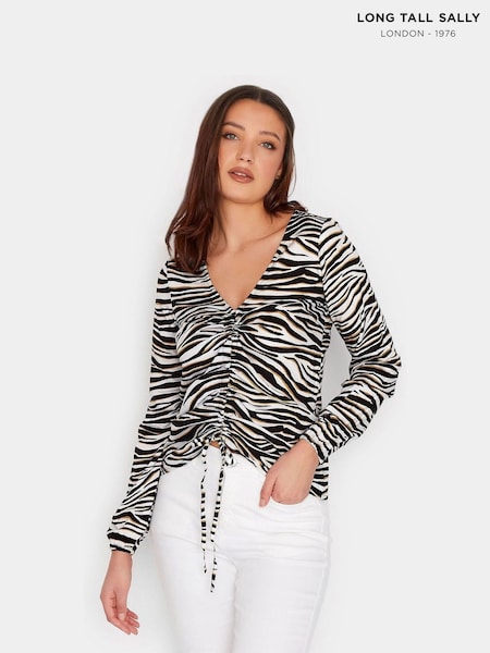 Long Tall Sally Black Ruched Long Sleeve Top (K52099) | €11