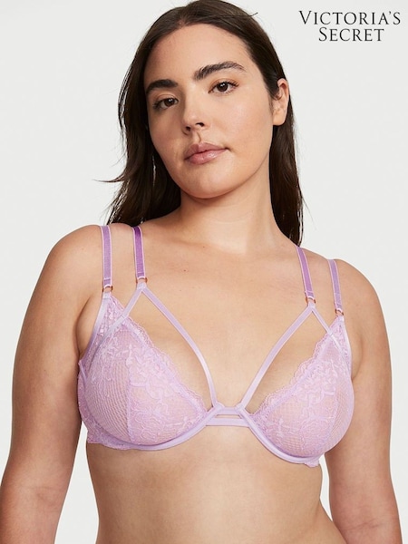 Victoria's Secret Silky Lilac Purple Fishnet Lace Low Cut Demi Bra (K52509) | €25