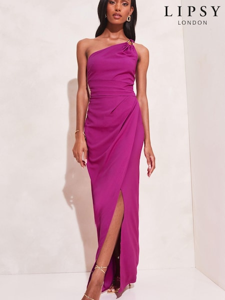 Lipsy Purple Cut Out One Shoulder Split Maxi Dress (K52561) | €40