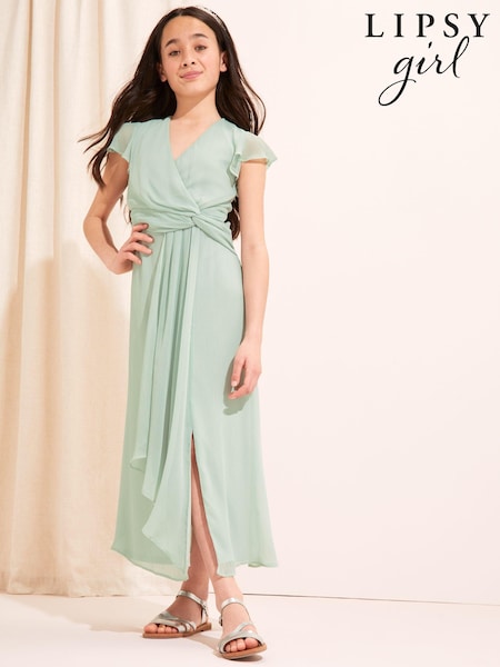 Lipsy Sage Green Flutter Sleeve Occasion Maxi Dress - Teen (K52614) | € 11 - € 13
