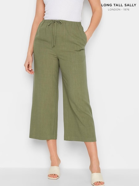 Long Tall Sally Green Linen Crop Trouser (K53148) | €21