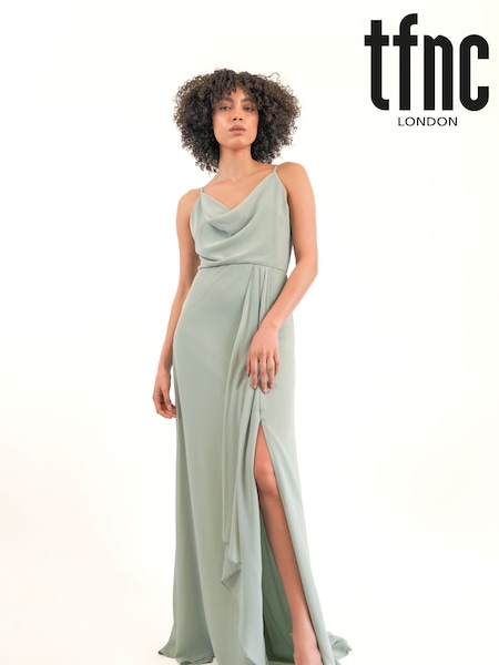 TFNC Sage Green Cowl Neck Chiffon Maxi Dress (K53165) | €40