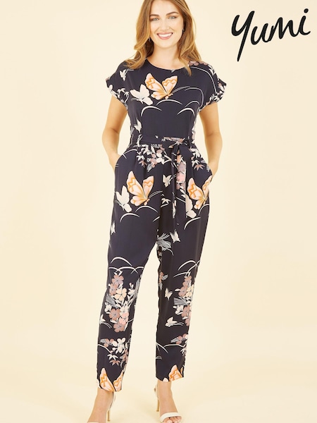 Yumi Black Multi Butterfly Print Jumpsuit (K54235) | €37