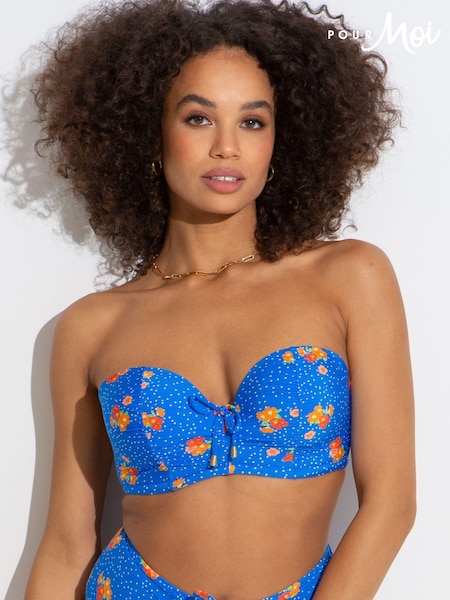Pour Moi Blue Floral Santa Cruz Strapless Lightly Padded Underwired Top (K54655) | €26