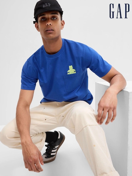 Gap Blue Brannan Bear Graphic Short Sleeve Pocket T-Shirt (K56771) | €9
