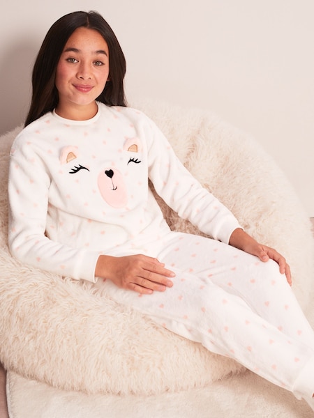 Lipsy White Cosy Fleece Novelty Pyjamas (K57765) | € 16 - € 20