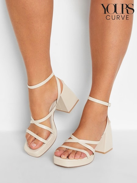 Yours Curve White Extra Wide Fit Wide Fit Chunky Platform Strappy Sandal (K58051) | €23