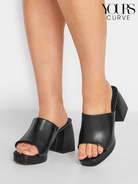Yours Curve Black Extra Wide Fit Wide Fit Chunky Platform Mule (K58053) | €22.50