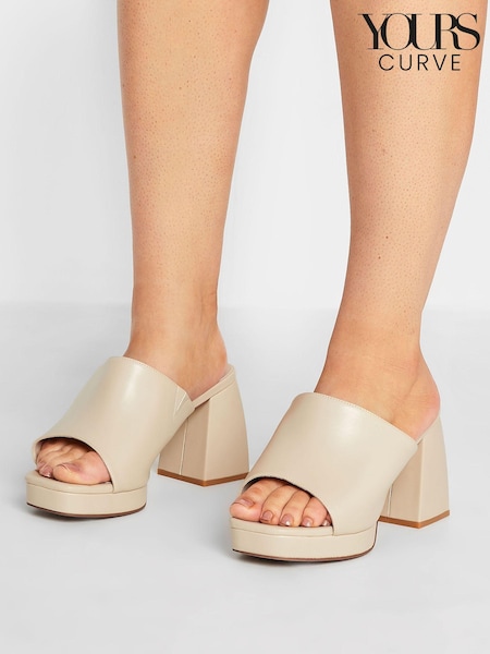 Yours Curve White Extra Wide Fit Extra-Wide Fit Chunky Platform Mule (K58055) | €22.50