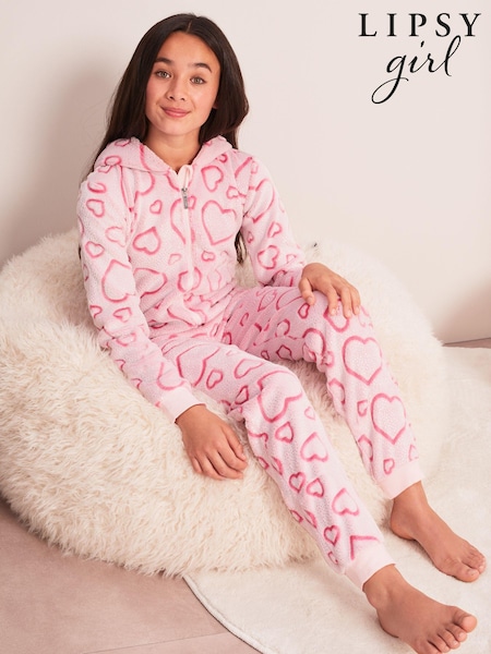 Lipsy Pink Cosy Fleece All-In-One (From 3-16yrs) (K58331) | €15.50 - €20.50