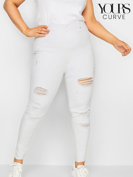 Yours Curve White Jenny Destroyed Jegging (K58443) | €18