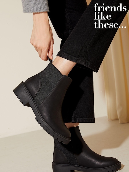 Friends Like These Black Regular Fit Faux Nubuck Chelsea Boot (K59000) | 121 QAR