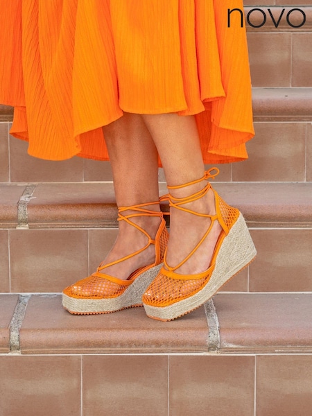 Novo Orange Zevie Tie Up Esapdrille Wedges (K59272) | €20.50
