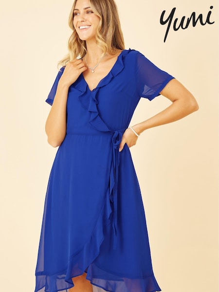 Blau - Yumi Frill Wrap Dress (K60128) | 17 €