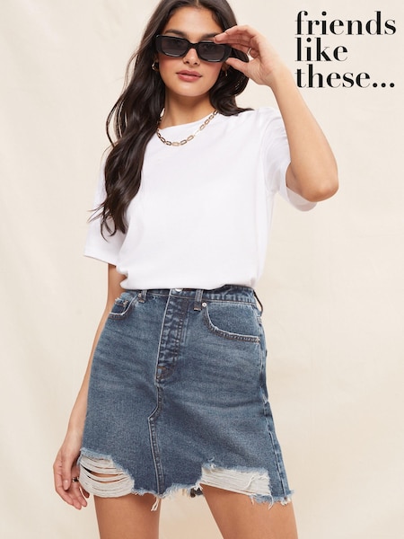 Friends Like These Blue Distressed Denim Summer Mini Skirt (K60259) | €7