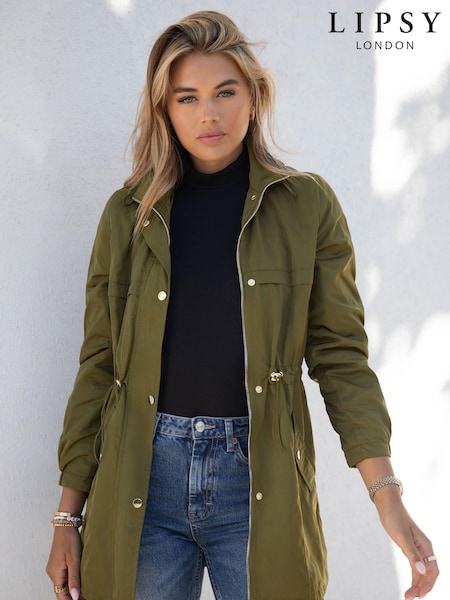 Lipsy Khaki Green Shower Resistant Rain Coat (K60542) | €40