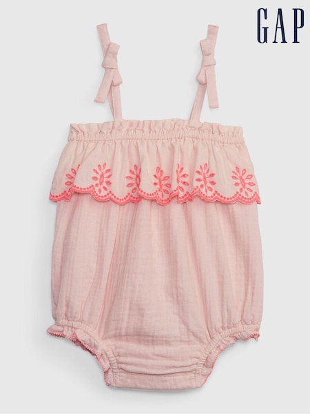 Gap Pink Crinkle Gauze Eyelet Shorty One-Piece - Baby (K60643) | €11.50