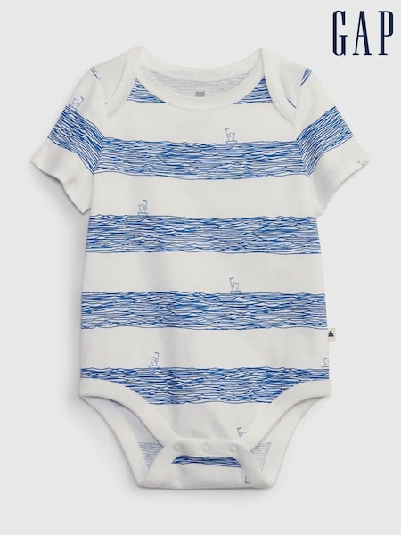 Gap Blue and White Stripe Organic Cotton Mix and Match Baby Bodysuit (K60890) | €5.50